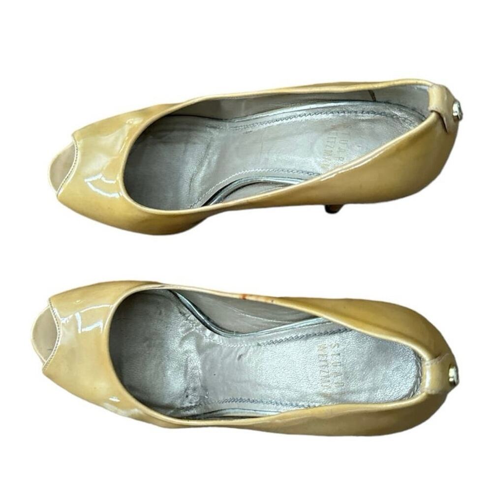Stuart Weitzman Peep Toe Genuine Patent Leather Platform Heels  4.5” Size 7 - Picture 5 of 11